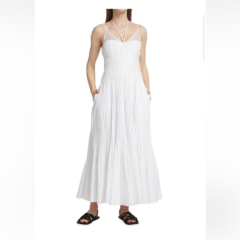Jonathan Simkhai Indy Plissé Poplin Maxi Dress
